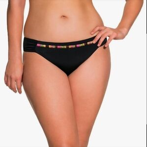 NWT Dorina Curves "Log Island" Black Brief w/Multicolor Trim